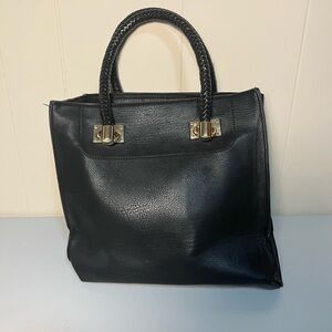 Elegant Black Leather Tote Bag